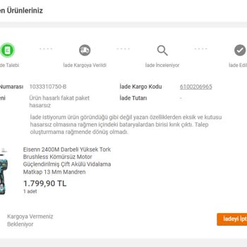 Koçtaş İade Edemiyorum Aldığım Ürün Ve Gelen Ürün Özellikleri Bam Başka