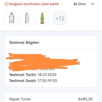 A101 Kapıda Keyfi Sipariş İptali