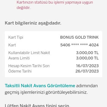 Garanti Bankası Nakit Avans