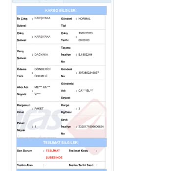 Aras Kargo Dağyaka Şube Yalan Beyan