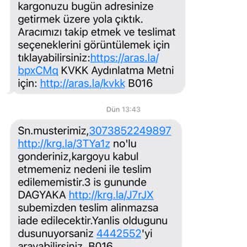 Aras Kargo Dağyaka Şube Yalan Beyan