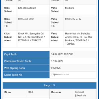 Sürat Kargo Malkara Şubesinden Şikayetçiyim