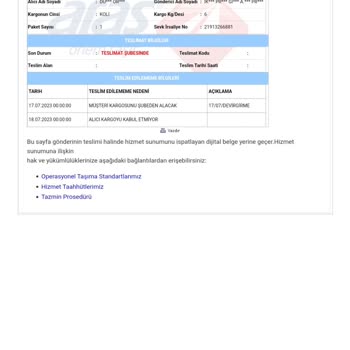 Aras Kargo Kargomu Dağıtıma Çıkarmıyor