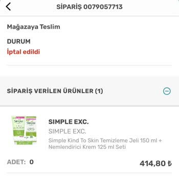 Watsons Siparişimi İptal Etti