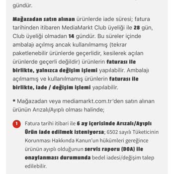 Media Markt Aldığım Ürünü İade Edemiyorum