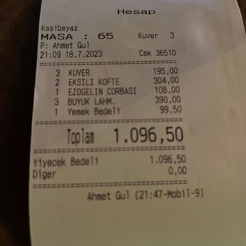 Kaşıbeyaz Et Restoranı Hesapta Talep Edilen Haksız Ücret