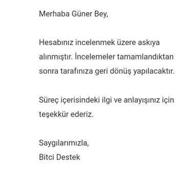 Bitci Hesabım Askıya Alındı