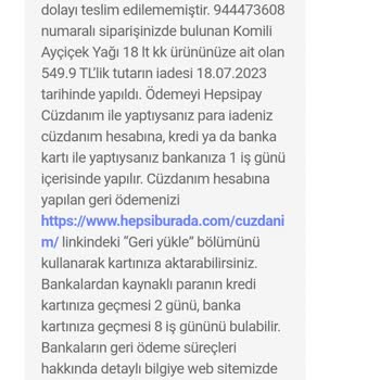 Hepsiburada Teslim Edilemeyen Ürün