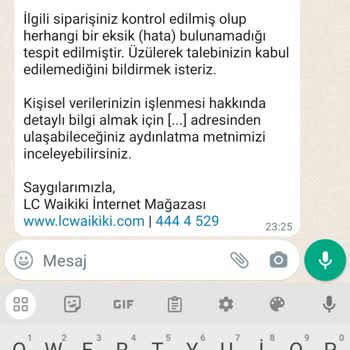LCW 1444 TL Paramı Ödemiyor