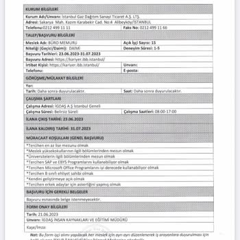 İBB - İstanbul Büyükşehir Belediyesi Kurum Dışı Kamu İşçi Alımı İş Başvurularına Erişemiyorum