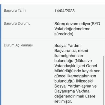 Sosyal Yardım Başvurusu Sonuç Yok