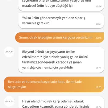 Licape Gizli Bir Şekilde Yanlış Gelen Ürünü Göndermemi İstediler