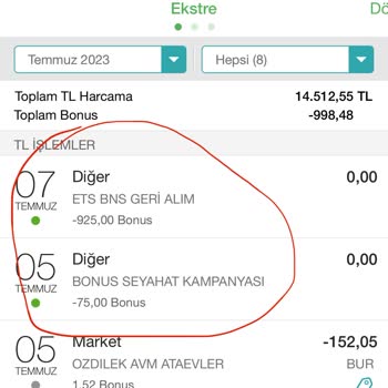 ETS Kampanya Olarak Verdiği 1000 TL Bonusu Kredi Kartımdan Geri Almış!