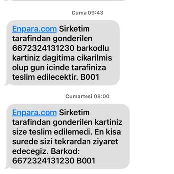 PTT Kargo Enpara Gönderi Zarfının Teslim Edilememesi