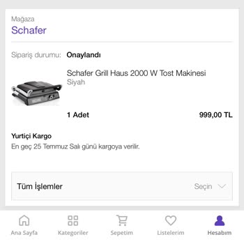 Onayladığı Siparişi Göndermeyen Schafer!