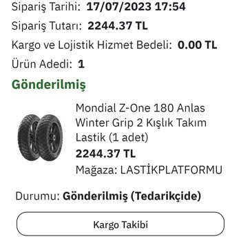 PttAVM Lastik Platformu Mağazası Gönderilmeyen Kargo