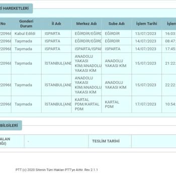 PTT Kargo Kartal PDM Ürün Göndermemesi