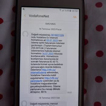 Vodafone Net Fahiş Fatura Tutarı