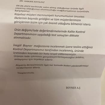 Boyner Kusurlu Ürüne Verilen Kullanım Hatası Kararı