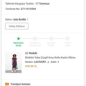 Ada Butik Ürünün Kargoya Verilmemesi