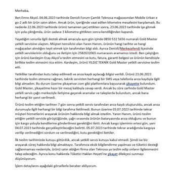 Teknosa Ayıplı Üründe Arıza Bulunmadı Bilgisi İletilmesi.