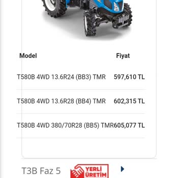 New Holland T580 Almak İçin Fiyat Değişikliği