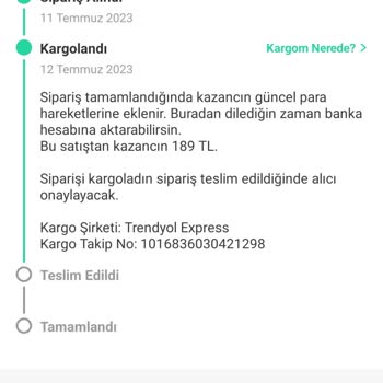 Dolap Uygulamasında Ürünüm Kargoda Kayboldu