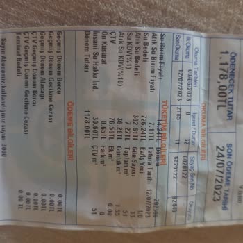 İSKİ Fahiş Su Faturası (1178 TL Fatura)