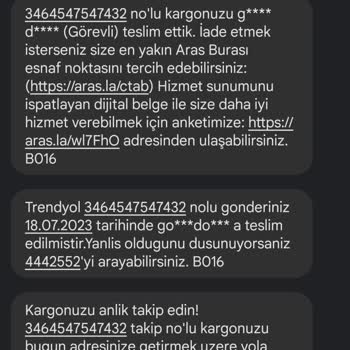 Aras Kargo Kargomu Bana Teslim Etmeyin Başka Birisine Teslim Etti