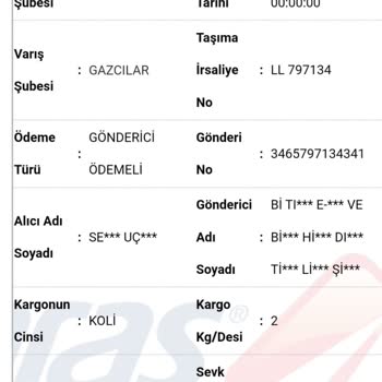 Aras Kargo Gazcılar Şube Kargoyu Getirmiyor