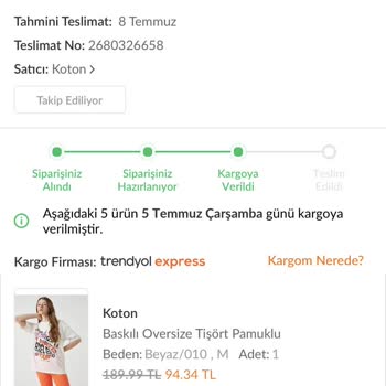 Trendyol Express 1 Aydır Trendyol Siparişim Gelmedi Ürün Bekliyorum!