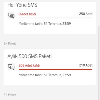 Vodafone Eksik Paket Yattı