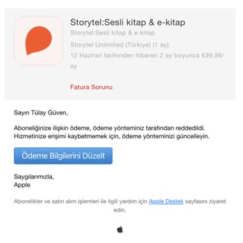 Storytel Fatura Sorunu Yaşanması