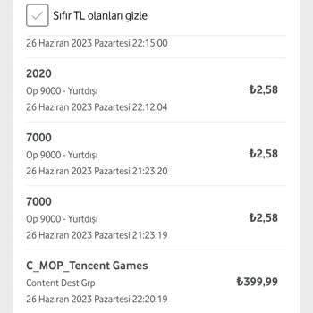 Vodafone Faturam Üzerine Oyun Alınmış Olması