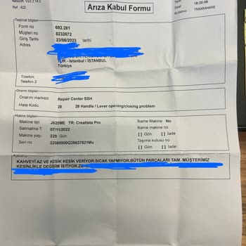 Nespresso Creatista Pro Arıza Ve Değişim Reddi Mağduriyeti