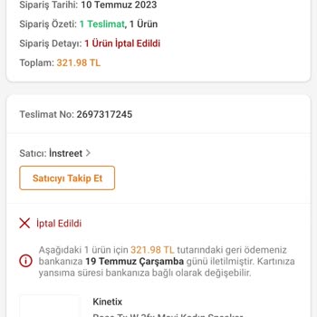 Trendyol - In Street Siparişimin Günlerce Bekletilip Sonrasında İptali!
