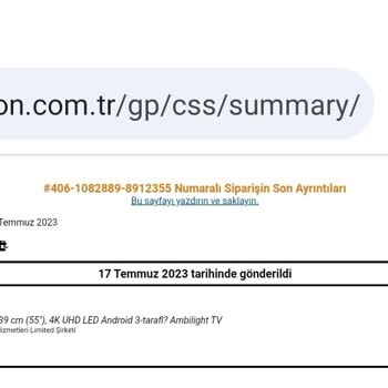 Amazon Televizyon Siparişim Kargoda Görünen Ürüne Kargolanmadı Dedi.