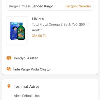 Trendyol Sendeo Kargosu Ürünü Teslim Etti Gösteriyor.