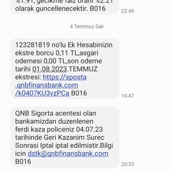 QNB Sigorta İptali Ve Bilgim Dışı Para Çekilmesi