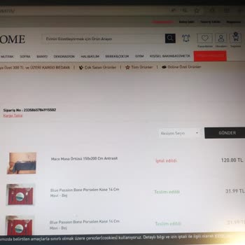 English Home Eksik Gelen Ürün