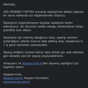 Amazon'a Göre Öngörülemeyen Tedarik Sıkıntısı
