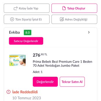 Pazarama Firmasından Online Aldığım Ürünün İptal Edilmemesi.