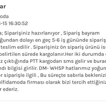 Elfida Moda Siparişim (15.06.23de Verildi) 1AYDIR Gönderilmedi