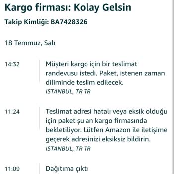 Amazon Teslimat Gecikmesi Sekizinci Gün...
