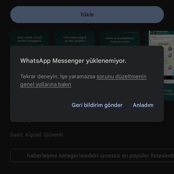 WhatsApp Yüklenemedi Sorunu