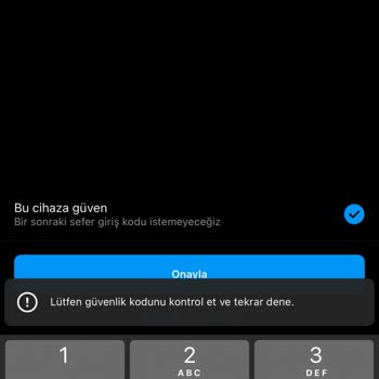 Instagram Onay Kodunun Kabul Edilmemesi