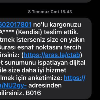 Aras Kargo -Teslim Edildi Görünen Kargom Kayıp