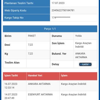 Sürat Kargo Teslimat Tarihi 17 Temmuz Olmasına Rağmen 1 Haftadır Gelmeyen Kargo