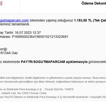 Soğutma Parçam ve Paytr'ye Ulaşılmıyor, Geri Dönüşte Sağlamıyor