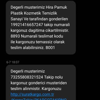 Sürat Kargo Tarafından Rahatsız Edilme.